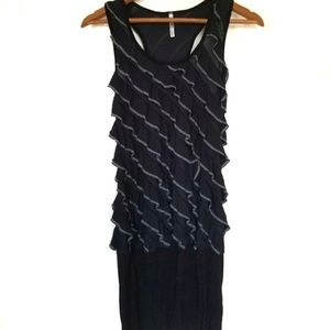 Mitto Ruffled Black Racerback Dress